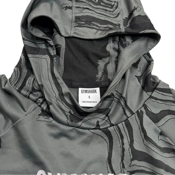 Gymshark Marble Long Sleeve Hooded Crop Pullover - Picture 4 of 10